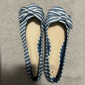 Cute Denim Striped Ballet Flats NWOT